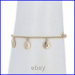 Yellow Gold Mini Ancient Coin Copy Charm Dangle Bracelet 7 1/2 14k Replica