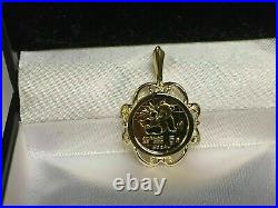 Yellow Gold Over CHINESE PANDA BEAR COIN Beauty Charm Pendant 925Sterling Silver
