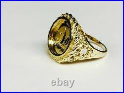 Yellow Gold Over CHINESE PANDA BEAR COIN Men's Ring 925 Sterling Silver