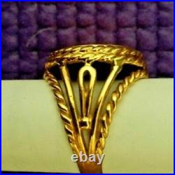 Yellow Gold Over Estate Ladies Liberty Coin Beauty Charm Ring 925Sterling Silver