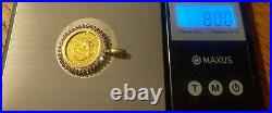 Yuan Chinese Panda 1985 1 20 Coin Pendant Moissanite Bezel 14k Yellow Gold Over